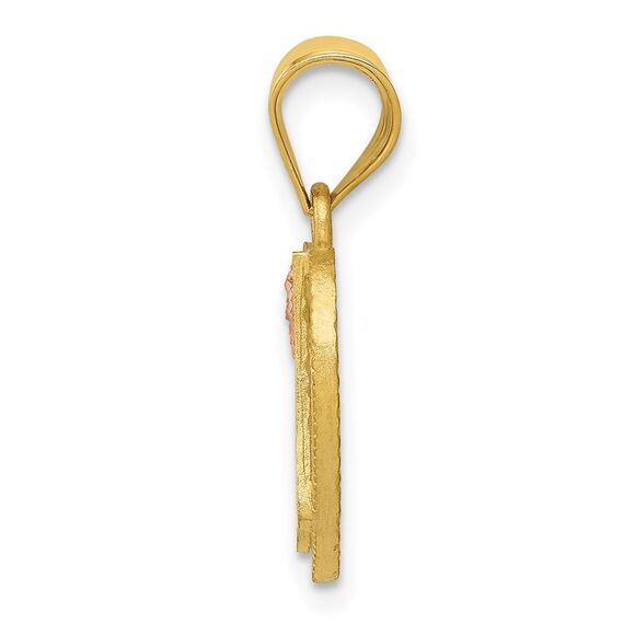 14k Two Tone Gold Grace Collection 15mm Heart Initial A Pendant - Picture 2 of 5